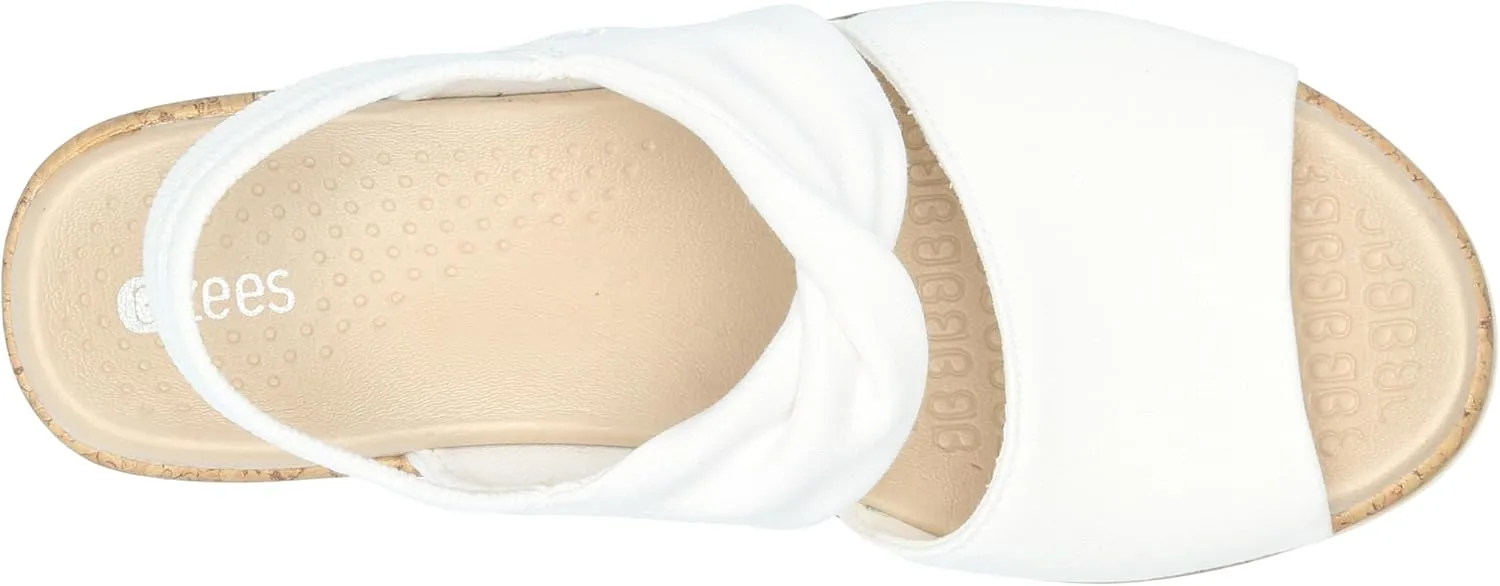 BZees Women's Remix Machine Washable Ankle Strap Wedge Sandal Slide