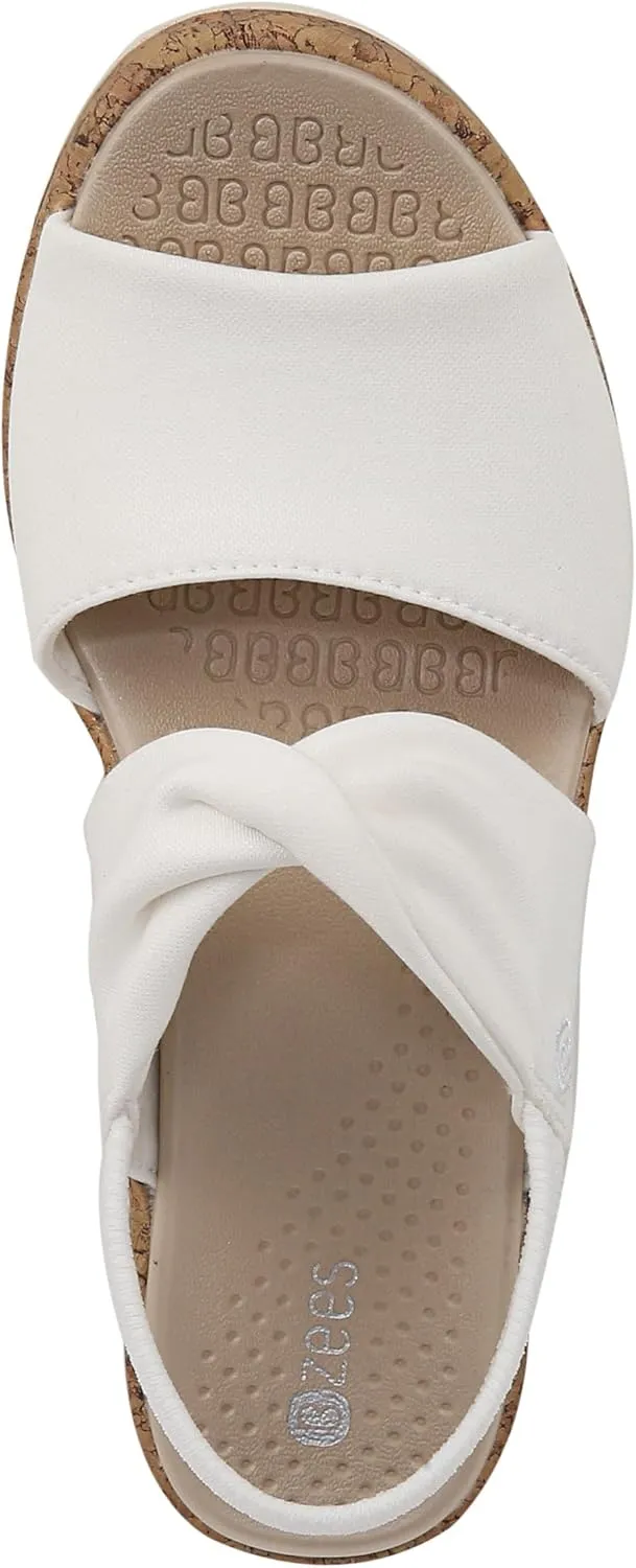 BZees Women's Remix Machine Washable Ankle Strap Wedge Sandal Slide