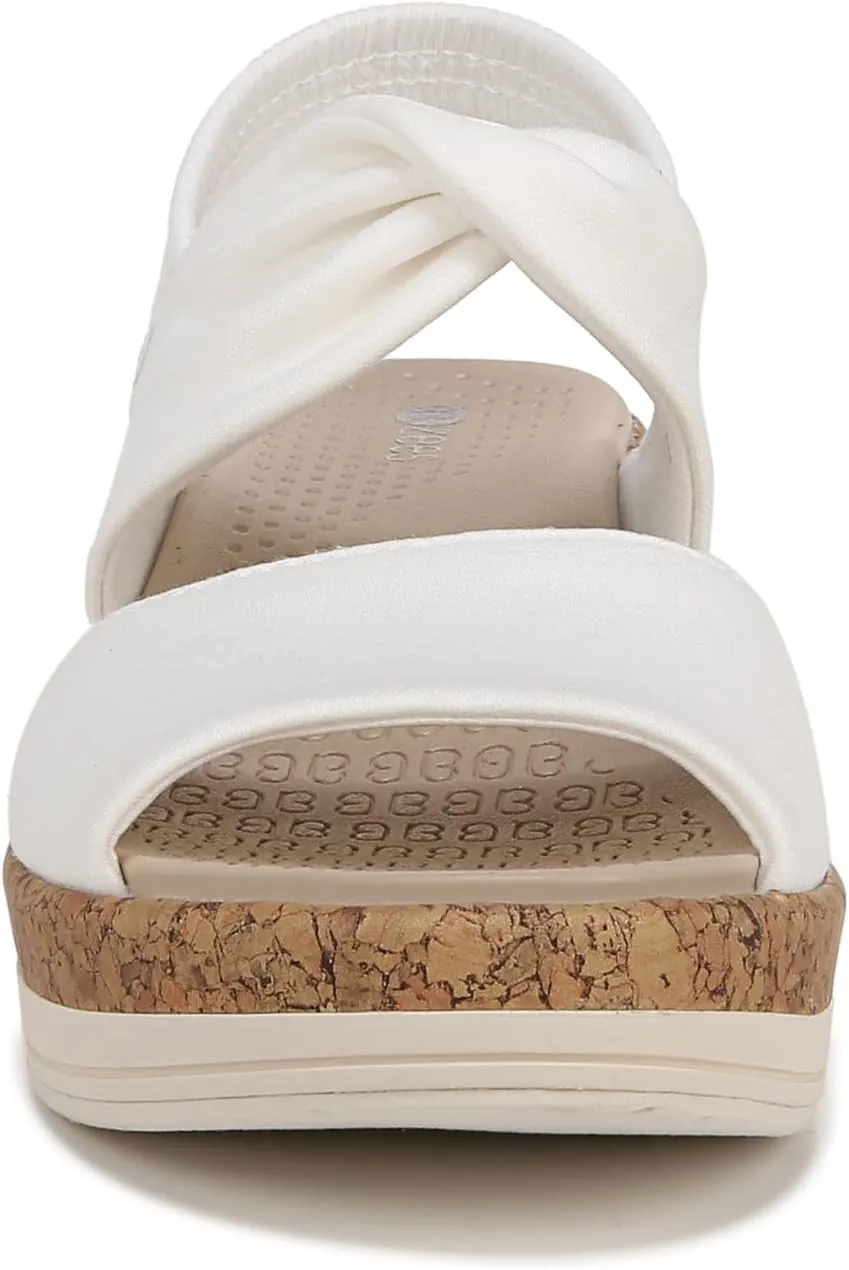 BZees Women's Remix Machine Washable Ankle Strap Wedge Sandal Slide