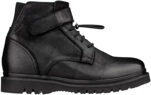CALTO Men's Invisible Height Increasing Elevator Shoes - Black Leather Lace-up Work-Style Casual Boots - 3.2 Inches Taller - K83114 - Size 6.5 D(M) US