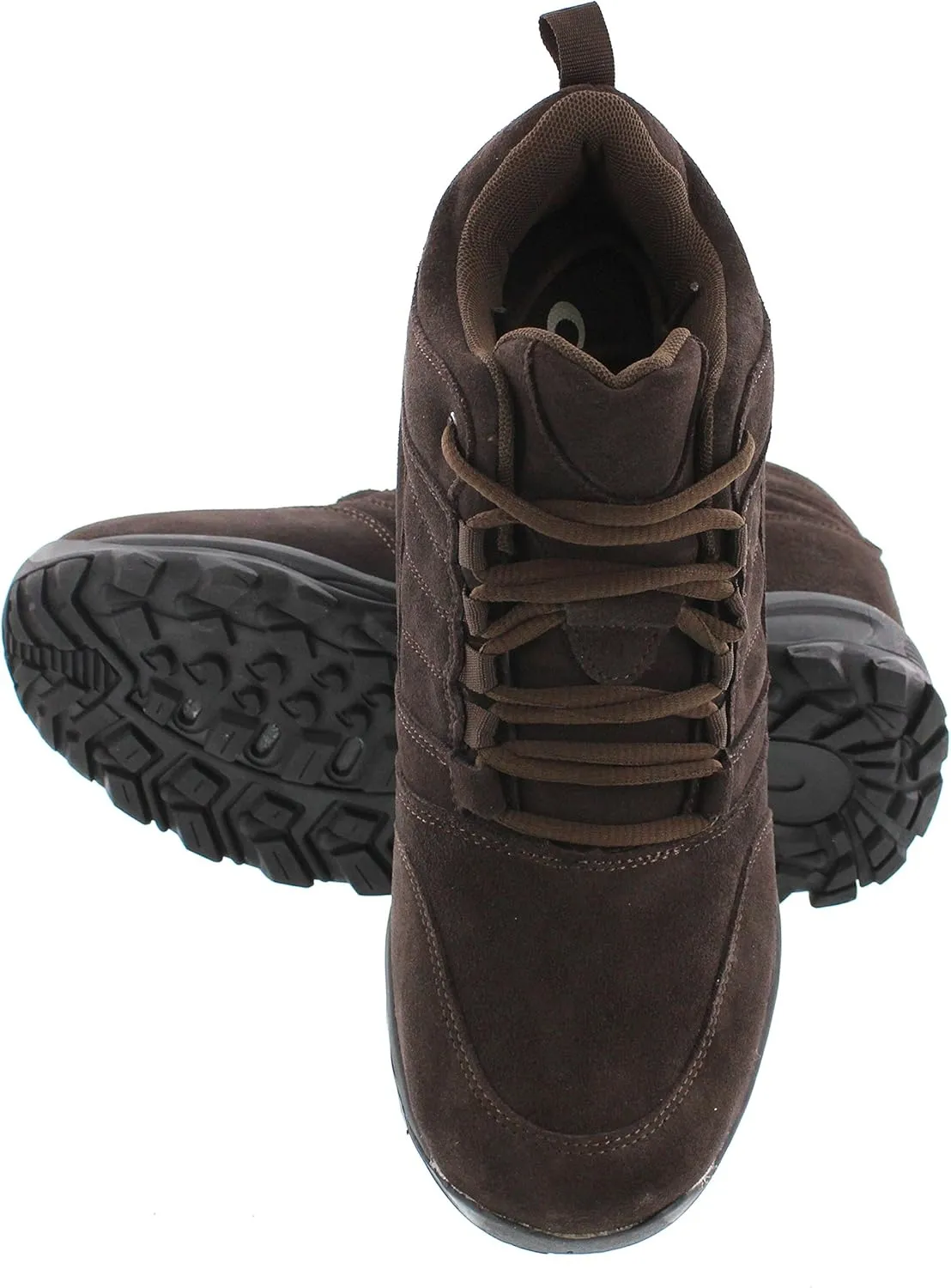 CALTO Men's Invisible Height Increasing Elevator Shoes - Dark Brown Suede Lace-up Hiking Boots - 4 Inches Taller - H0031 - Size 8 D(M) US