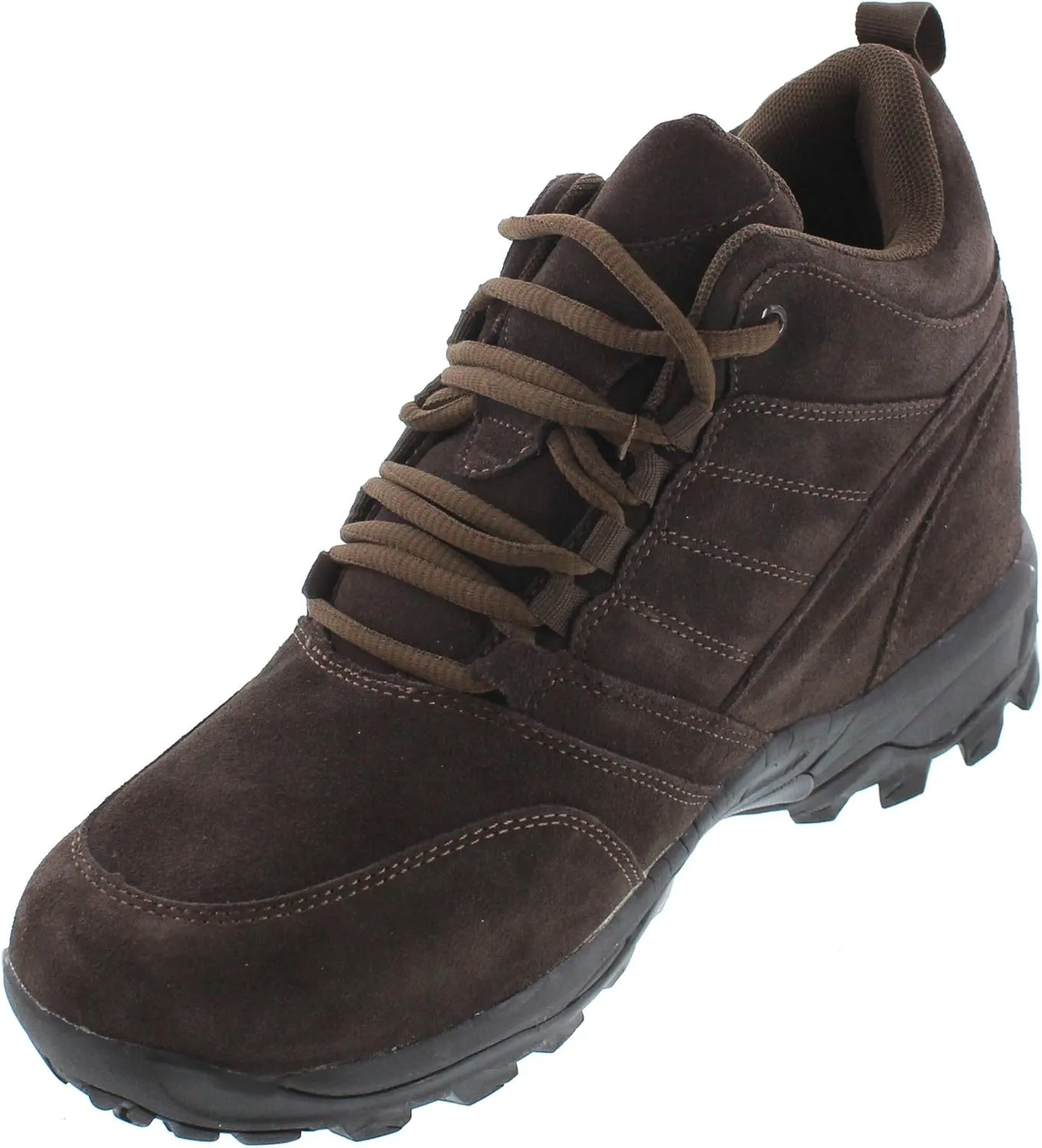 CALTO Men's Invisible Height Increasing Elevator Shoes - Dark Brown Suede Lace-up Hiking Boots - 4 Inches Taller - H0031 - Size 8 D(M) US