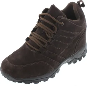 CALTO Men's Invisible Height Increasing Elevator Shoes - Dark Brown Suede Lace-up Hiking Boots - 4 Inches Taller - H0031 - Size 8 D(M) US