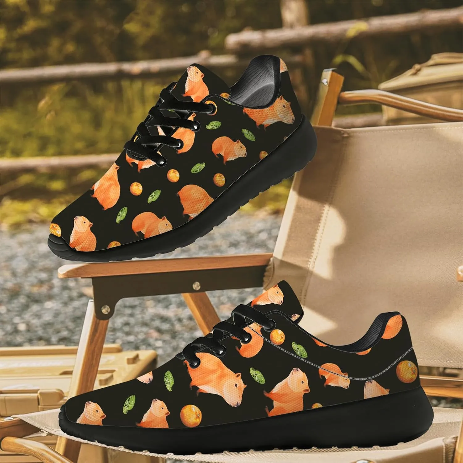 Capybara Shoes for Women Men Running Shoes Black Sneakers Tennis Shoes Capybara Gifts for Women Men