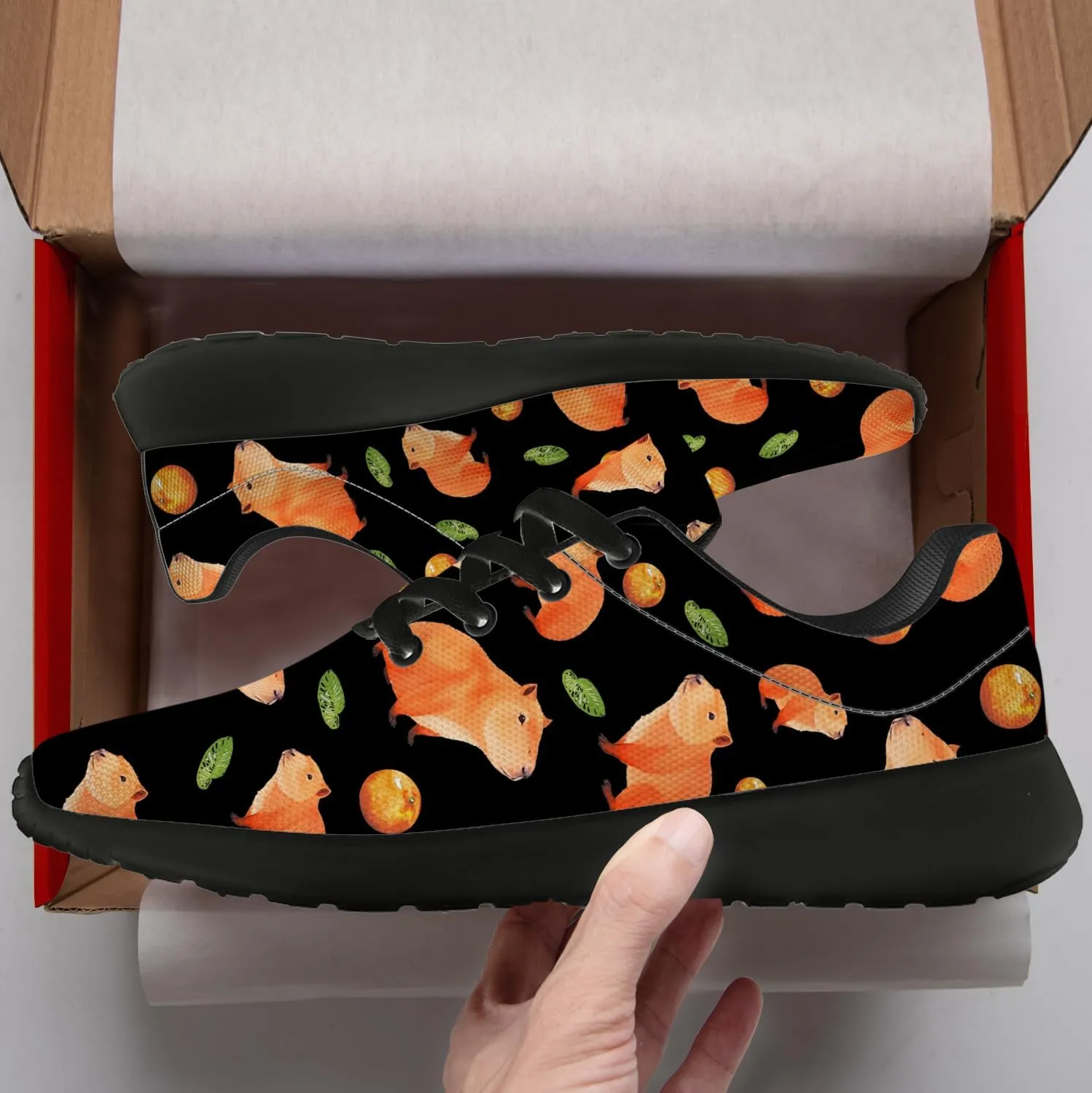 Capybara Shoes for Women Men Running Shoes Black Sneakers Tennis Shoes Capybara Gifts for Women Men
