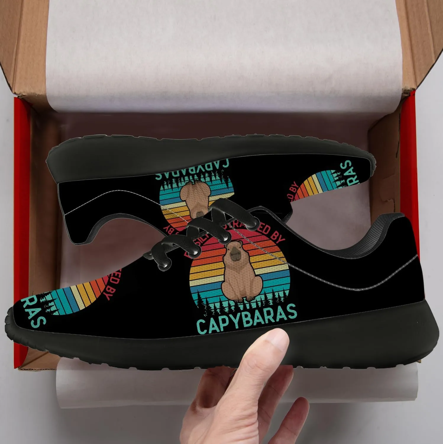 Capybara Shoes for Women Men Running Shoes Black Sneakers Tennis Shoes Capybara Gifts for Women Men