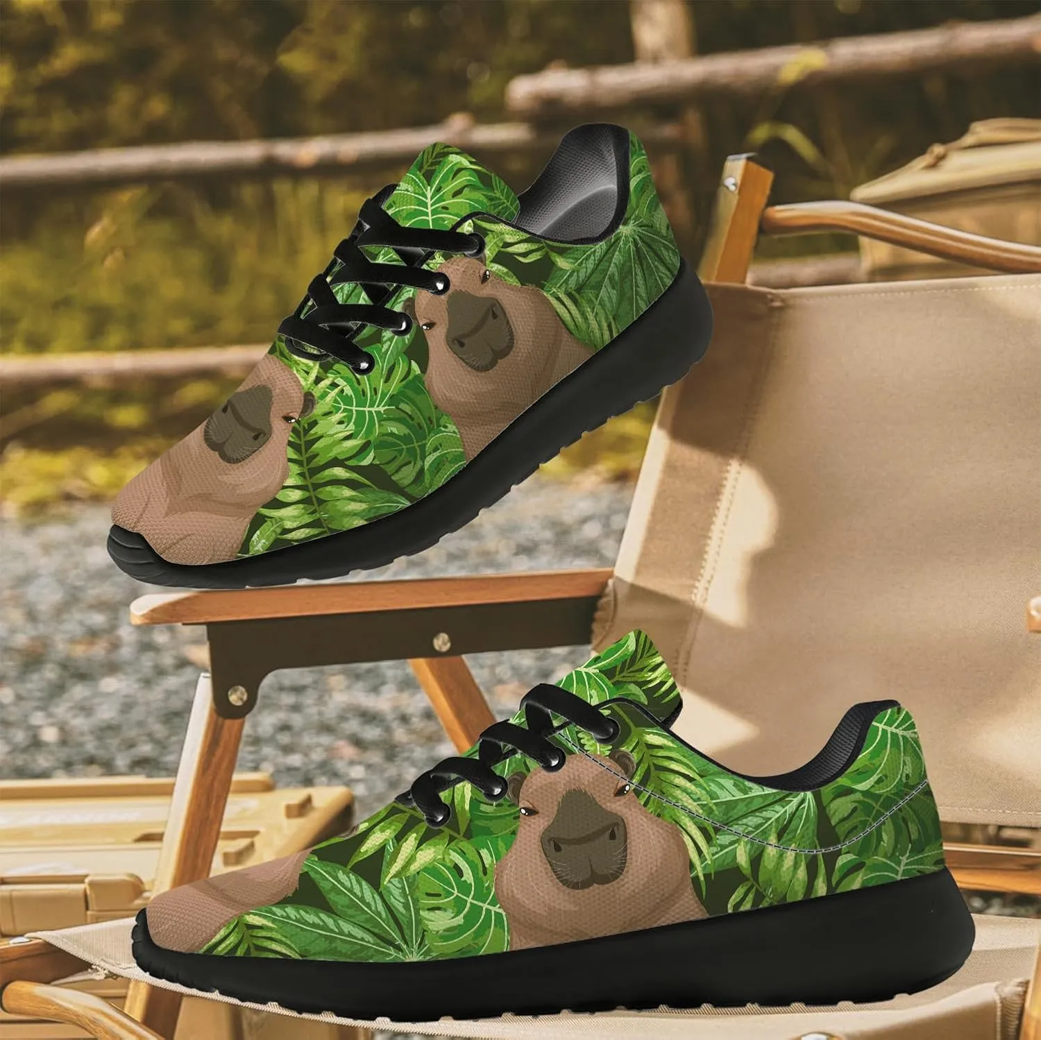 Capybara Shoes for Women Men Running Shoes Black Sneakers Tennis Shoes Capybara Gifts for Women Men