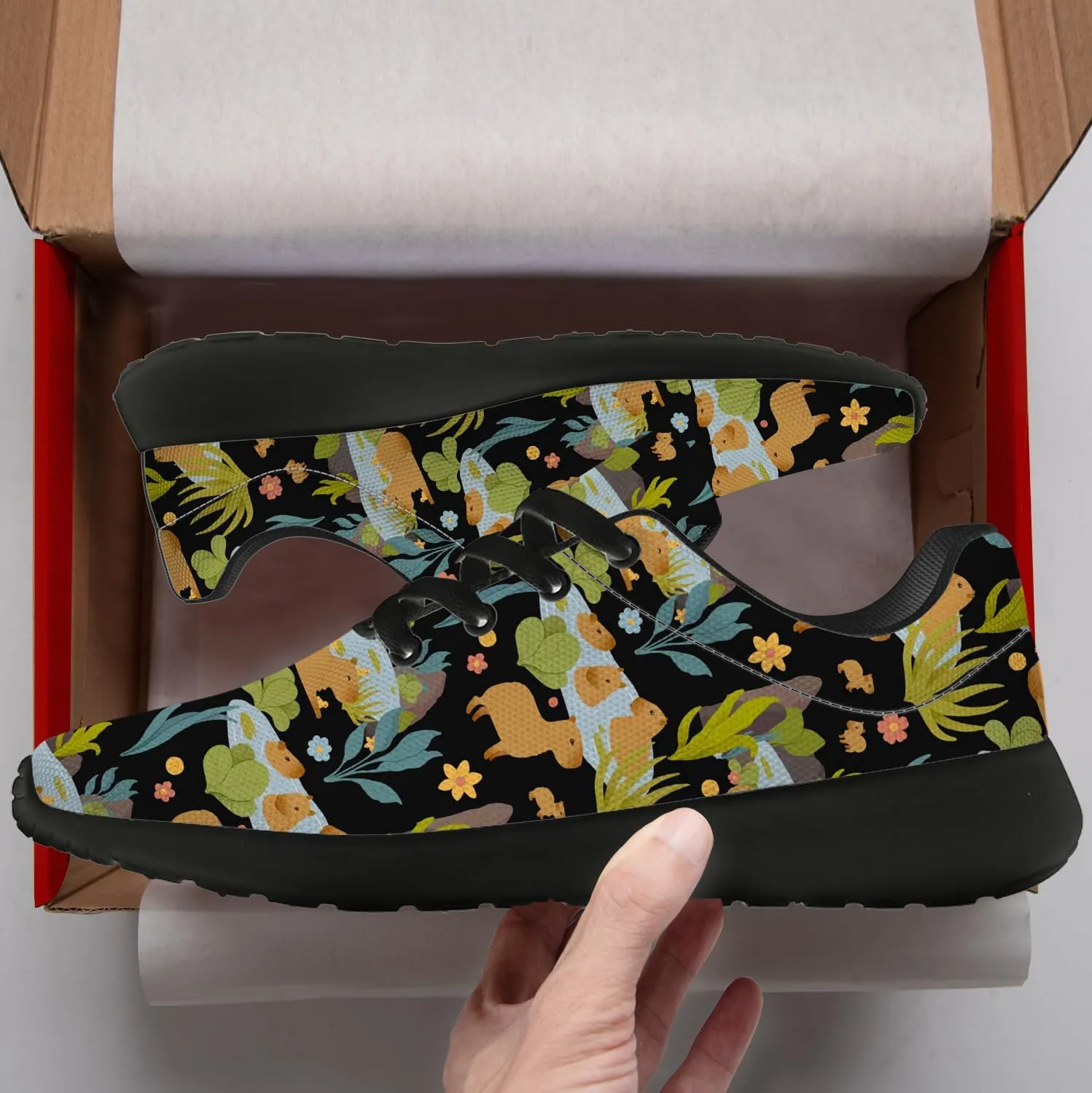 Capybara Shoes for Women Men Running Shoes Black Sneakers Tennis Shoes Capybara Gifts for Women Men