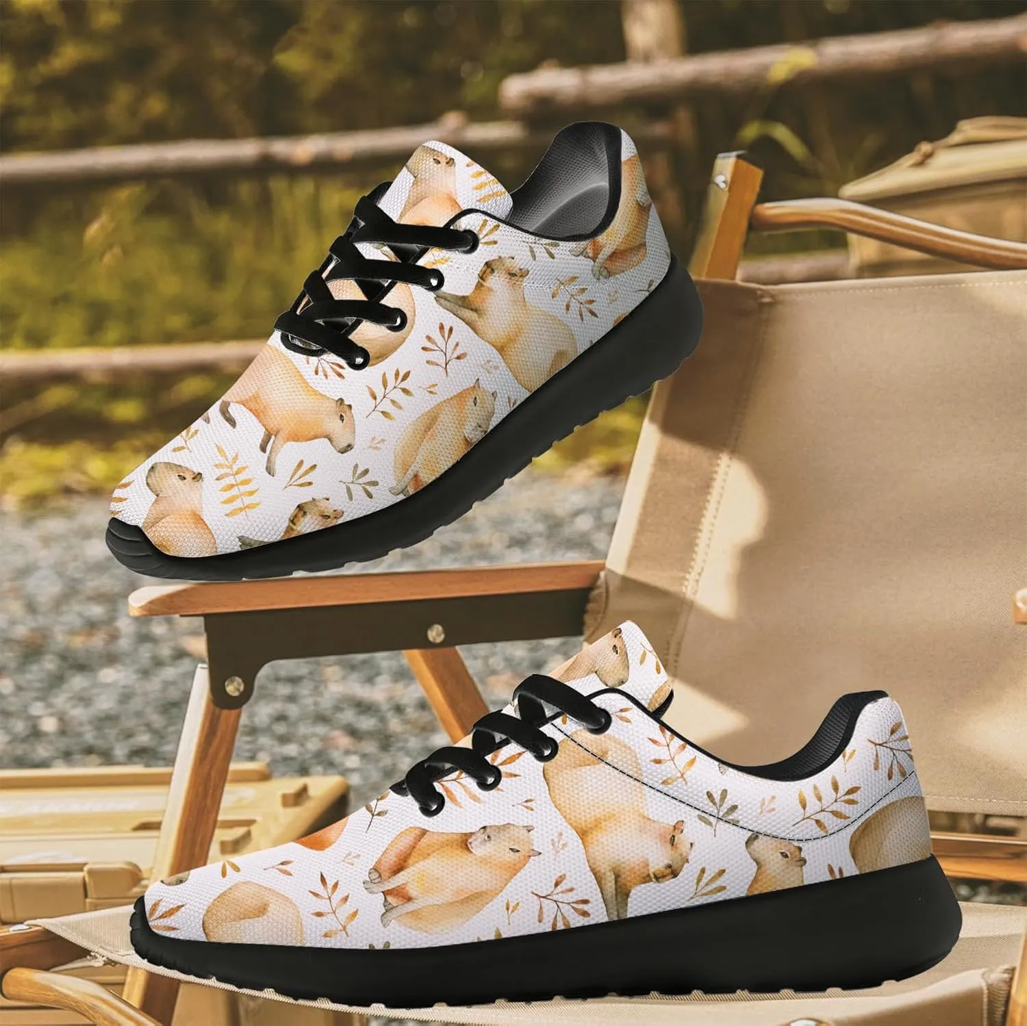 Capybara Shoes for Women Men Running Shoes Black Sneakers Tennis Shoes Capybara Gifts for Women Men