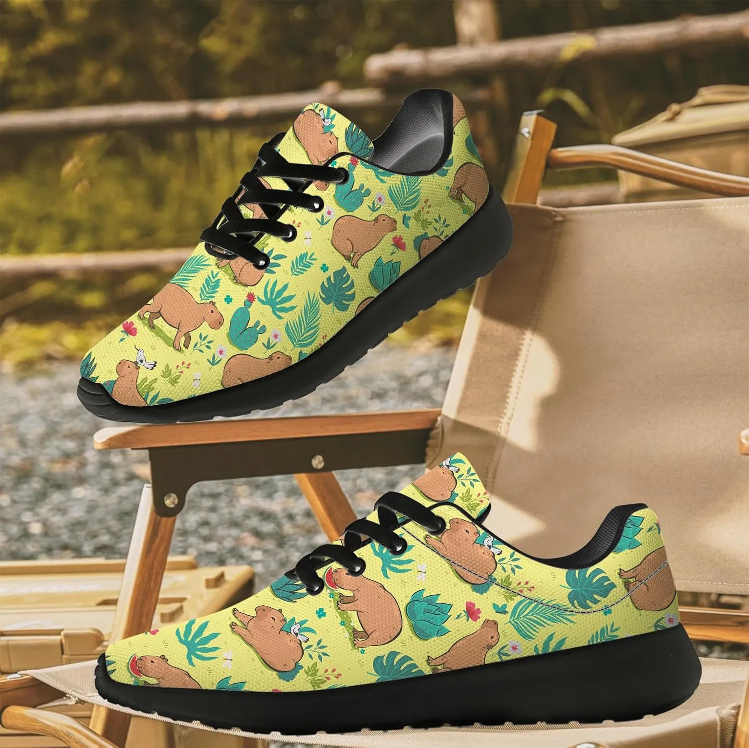 Capybara Shoes for Women Men Running Shoes Black Sneakers Tennis Shoes Capybara Gifts for Women Men
