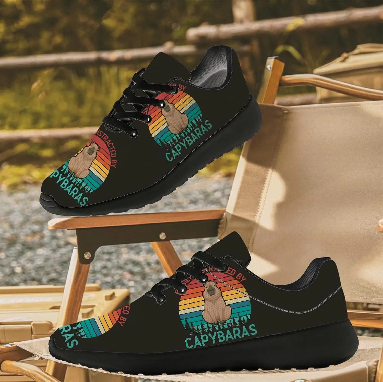 Capybara Shoes for Women Men Running Shoes Black Sneakers Tennis Shoes Capybara Gifts for Women Men
