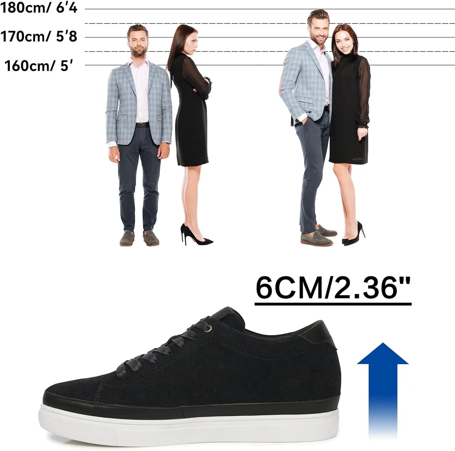 CHAMARIPA Men's Invisible Height Increasing Elevator Shoes Sneakers Lifting Shoes Taller Hidden Heel Trainers