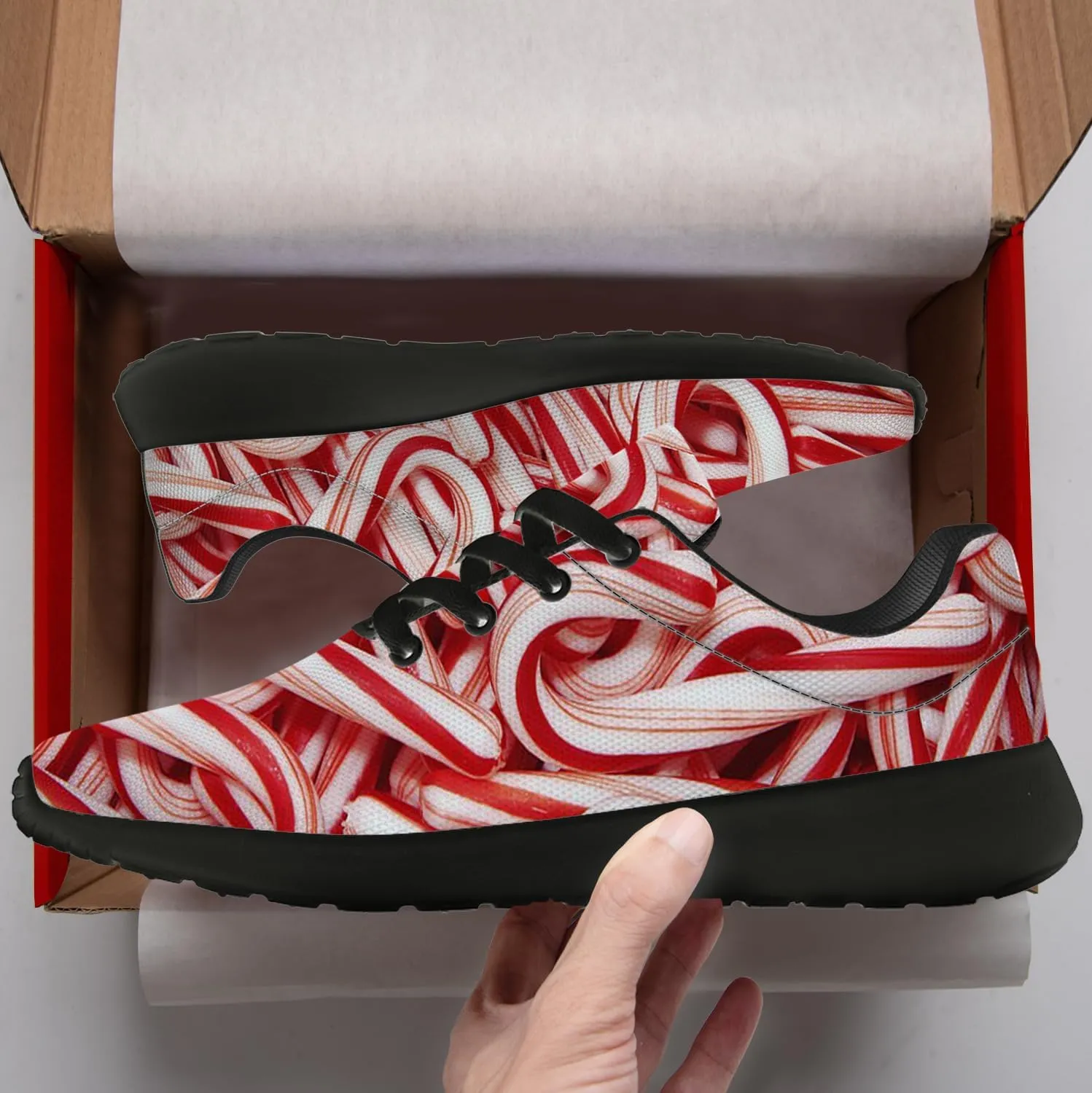 Christmas Candy Cane Shoes for Women Men Tennis Shoes Candy Sneakers Running Shoes Gifts for Women Men