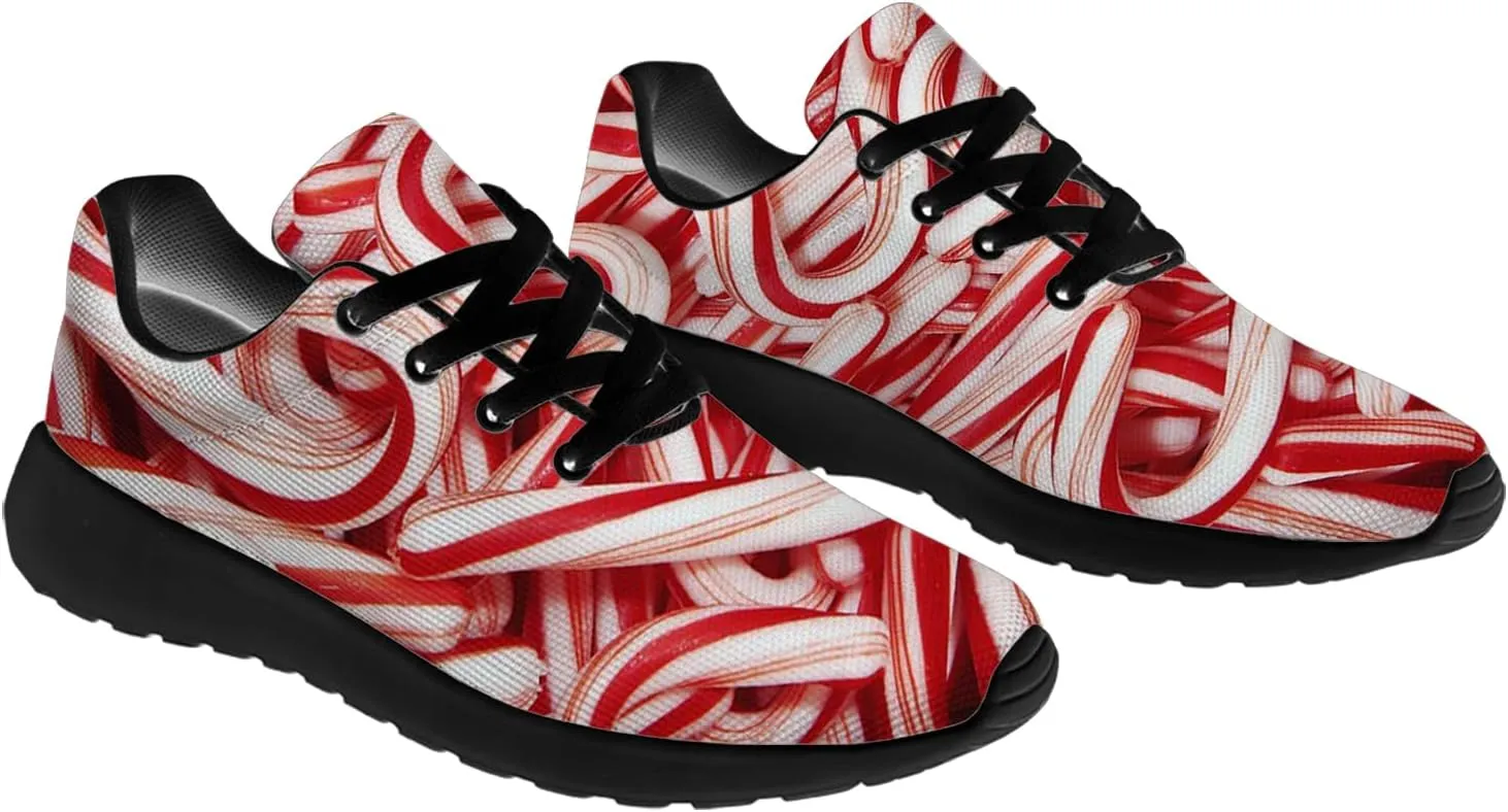Christmas Candy Cane Shoes for Women Men Tennis Shoes Candy Sneakers Running Shoes Gifts for Women Men