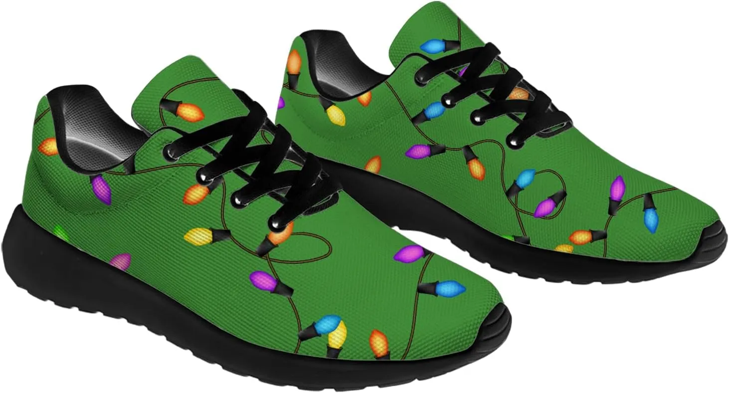 Christmas Lights Shoes for Women Men Running Tennis Shoes Christmas Sneakers Gifts for Women Men