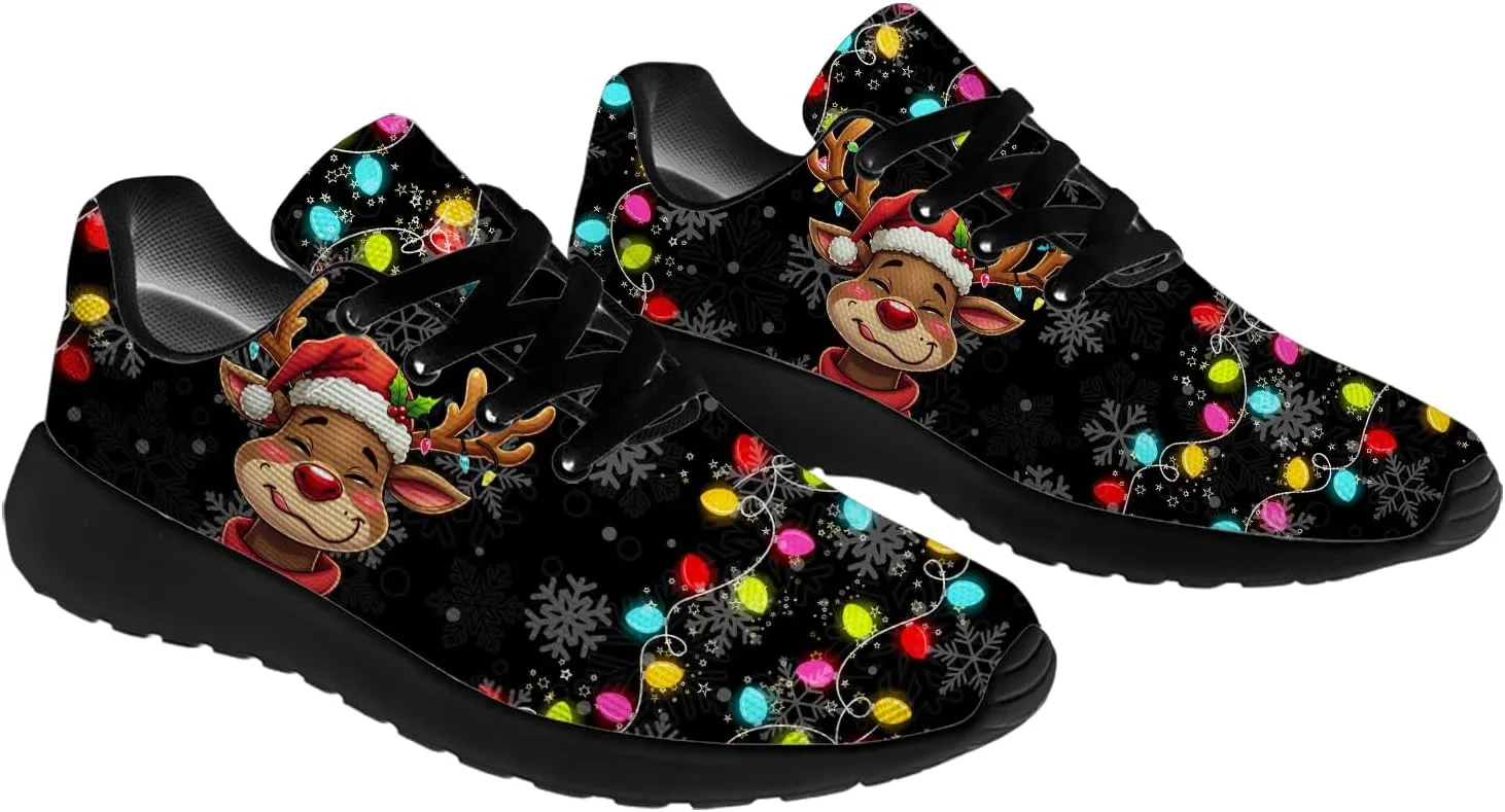 Christmas Lights Shoes for Women Men Running Tennis Shoes Christmas Sneakers Gifts for Women Men