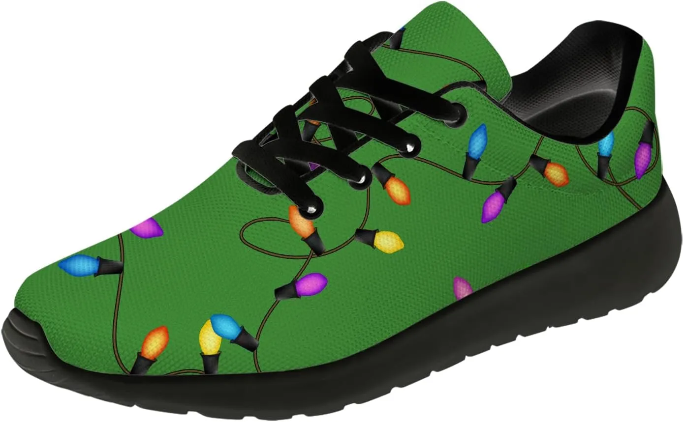 Christmas Lights Shoes for Women Men Running Tennis Shoes Christmas Sneakers Gifts for Women Men
