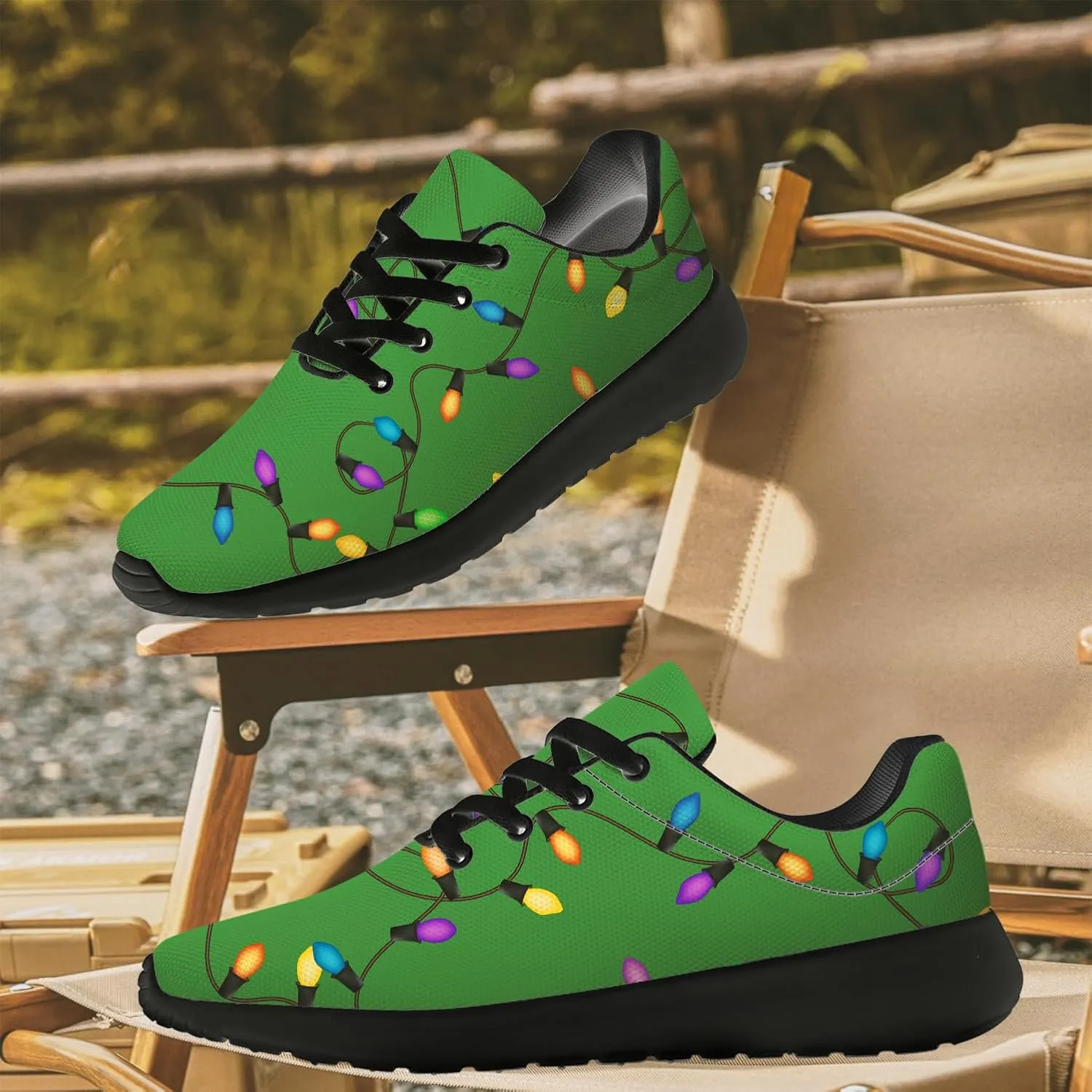 Christmas Lights Shoes for Women Men Running Tennis Shoes Christmas Sneakers Gifts for Women Men