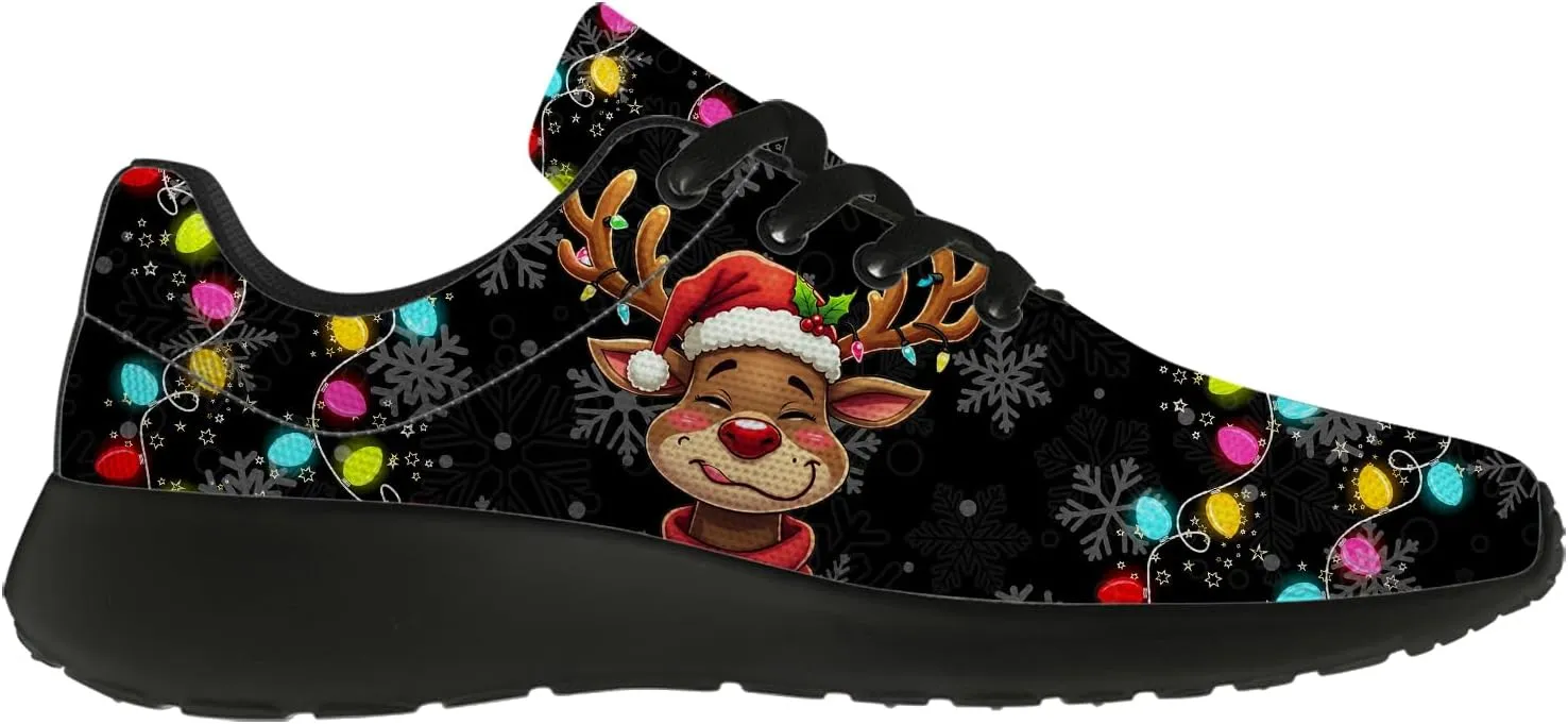 Christmas Lights Shoes for Women Men Running Tennis Shoes Christmas Sneakers Gifts for Women Men