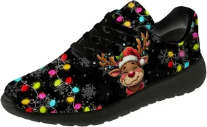 Christmas Lights Shoes for Women Men Running Tennis Shoes Christmas Sneakers Gifts for Women Men