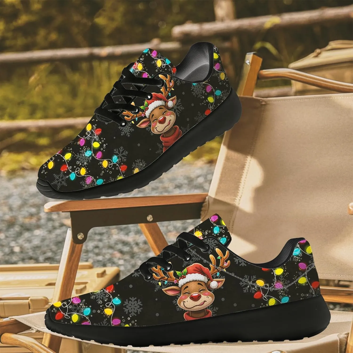 Christmas Lights Shoes for Women Men Running Tennis Shoes Christmas Sneakers Gifts for Women Men