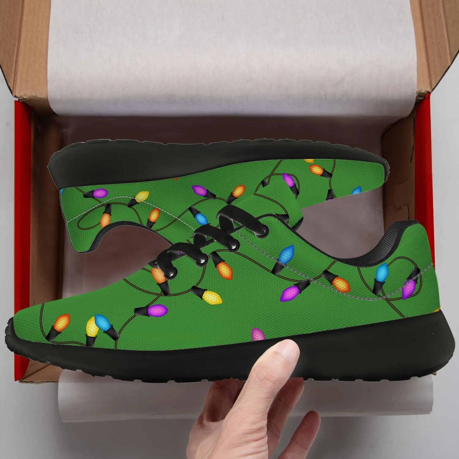 Christmas Lights Shoes for Women Men Running Tennis Shoes Christmas Sneakers Gifts for Women Men
