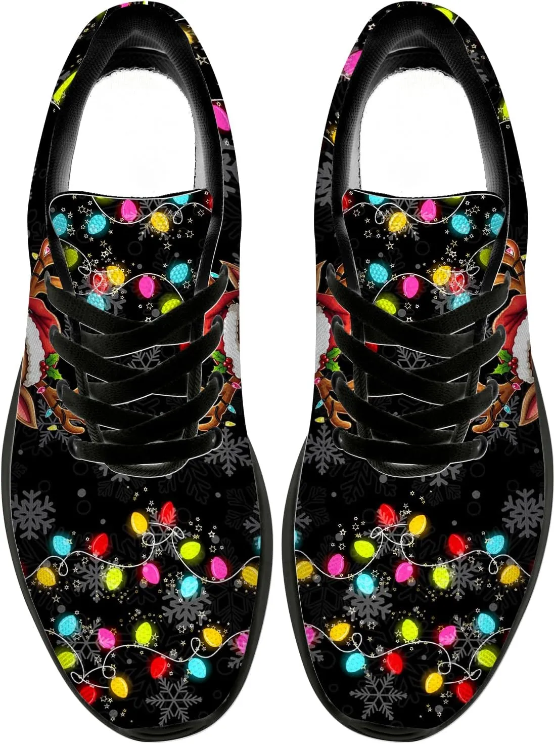 Christmas Lights Shoes for Women Men Running Tennis Shoes Christmas Sneakers Gifts for Women Men