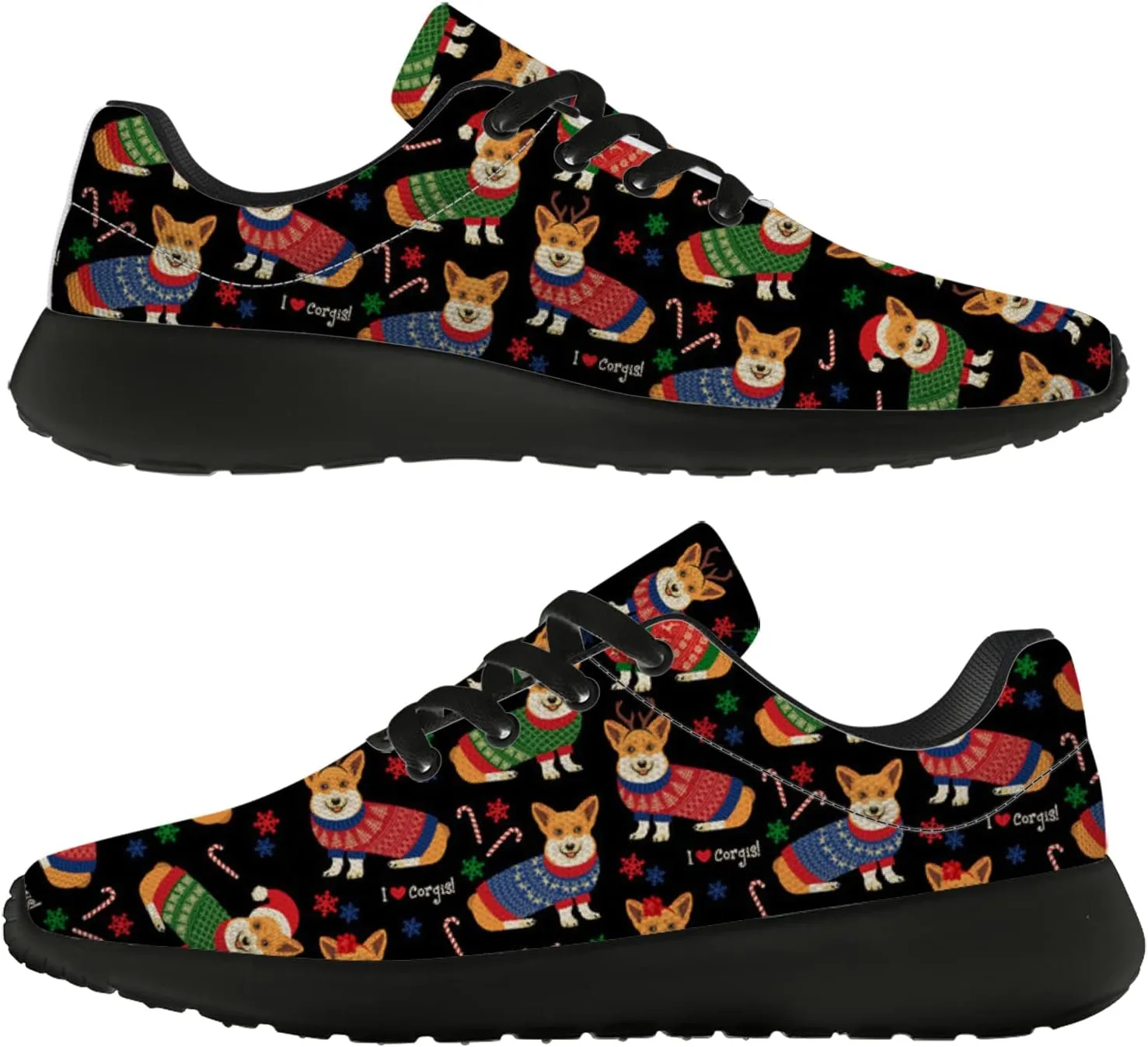 Christmas Pattern Shoes Womens Mens Tennis Walking Sneakers Breathable Athletic Running Shoes Gifts for Her,Him