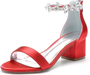 Chunky Heel Wedding Sandals for Women High Heels Zipper Back Formal Evening Prom Party Dress Shoes