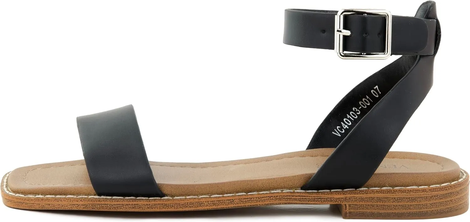 Clara 2 Strap Sandals for Women – Faux Leather Sandals Women’s Summer Shoes – Comfortable Flat Sandals