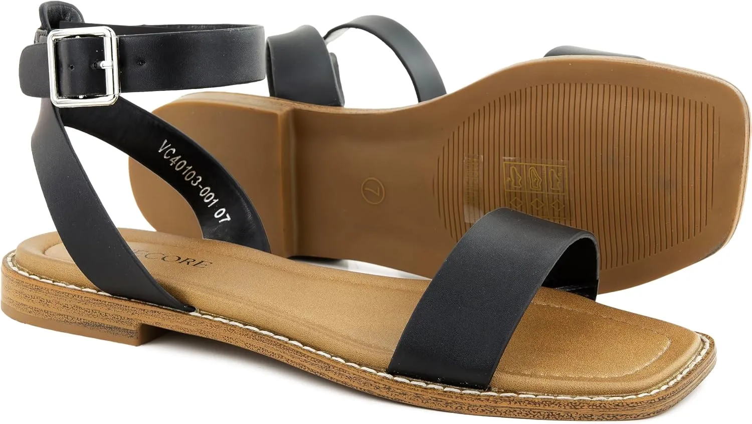 Clara 2 Strap Sandals for Women – Faux Leather Sandals Women’s Summer Shoes – Comfortable Flat Sandals