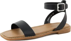 Clara 2 Strap Sandals for Women – Faux Leather Sandals Women’s Summer Shoes – Comfortable Flat Sandals