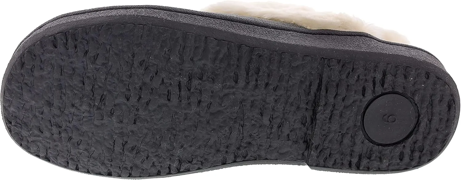 Clarks Indoor and Outdoor Black Slipper Cozy Wool Mule Slip-On Fur Lined Clogs