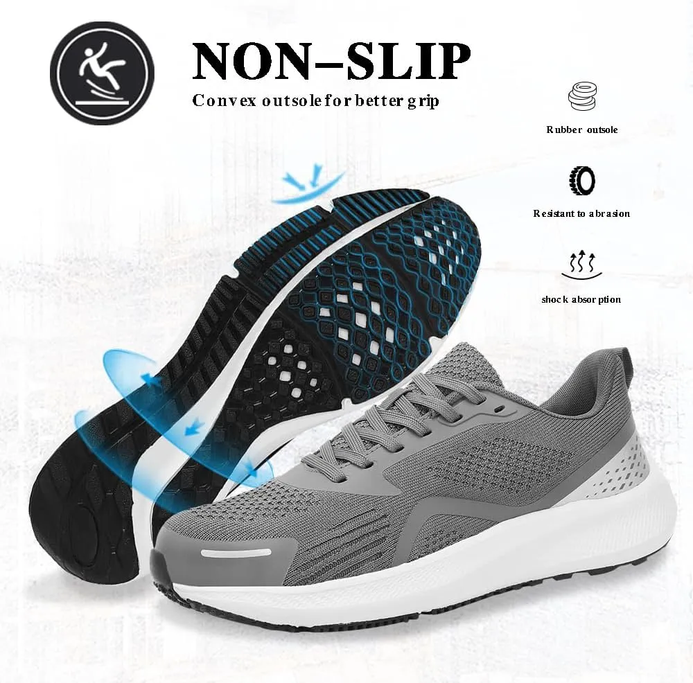 CLOAKA Men's Steel Toe Safety Sneakers, Lightweight, Non Slip, Puncture Proof, Grey, Casual, All Seasons