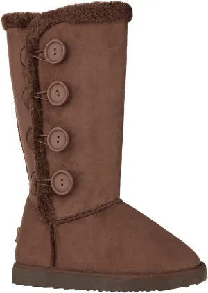 CLOVERLAY Women's Four Button Faux Fur Lined Shearling Mid Calf Winter Boots