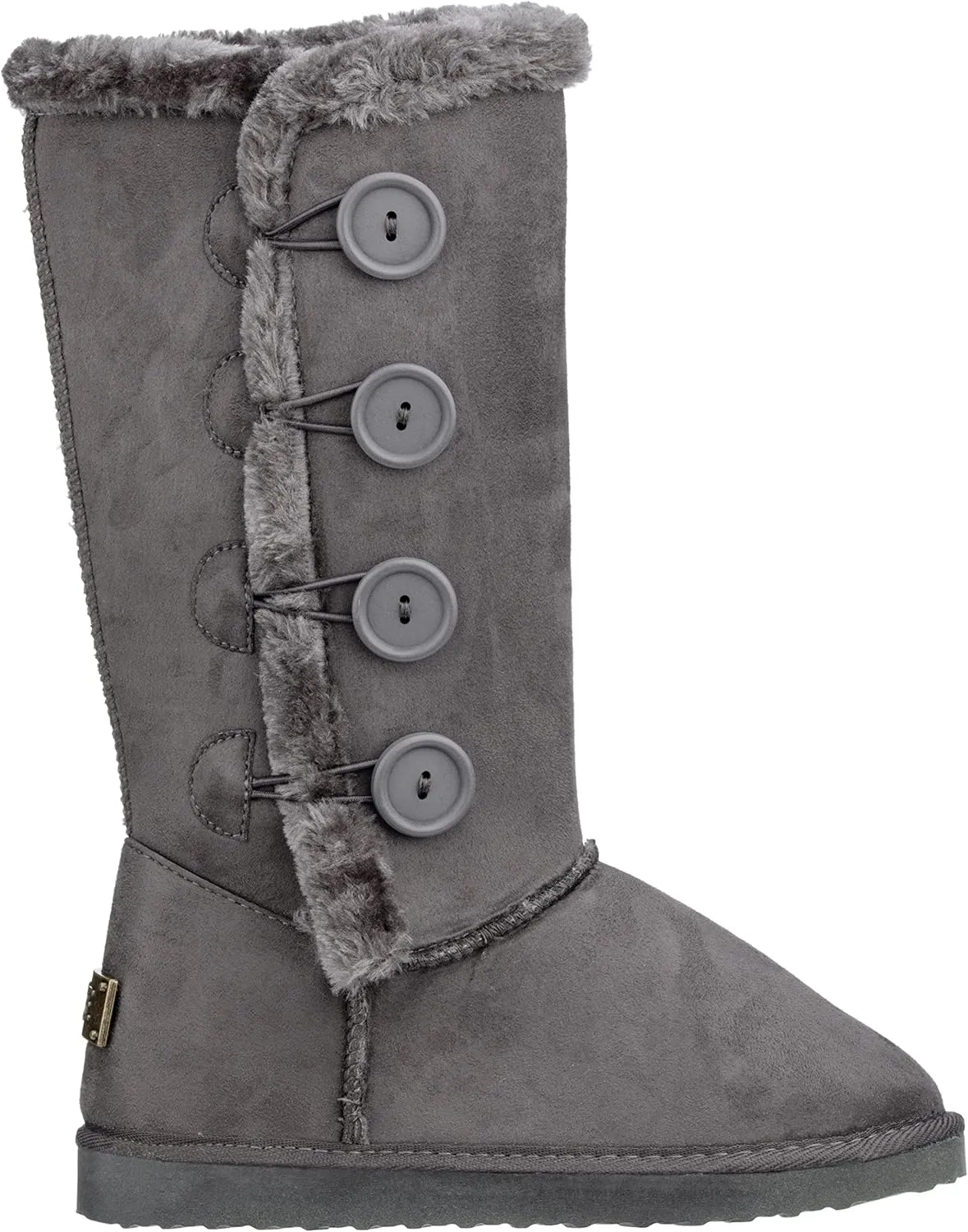 CLOVERLAY Women's Four Button Faux Fur Lined Shearling Mid Calf Winter Boots