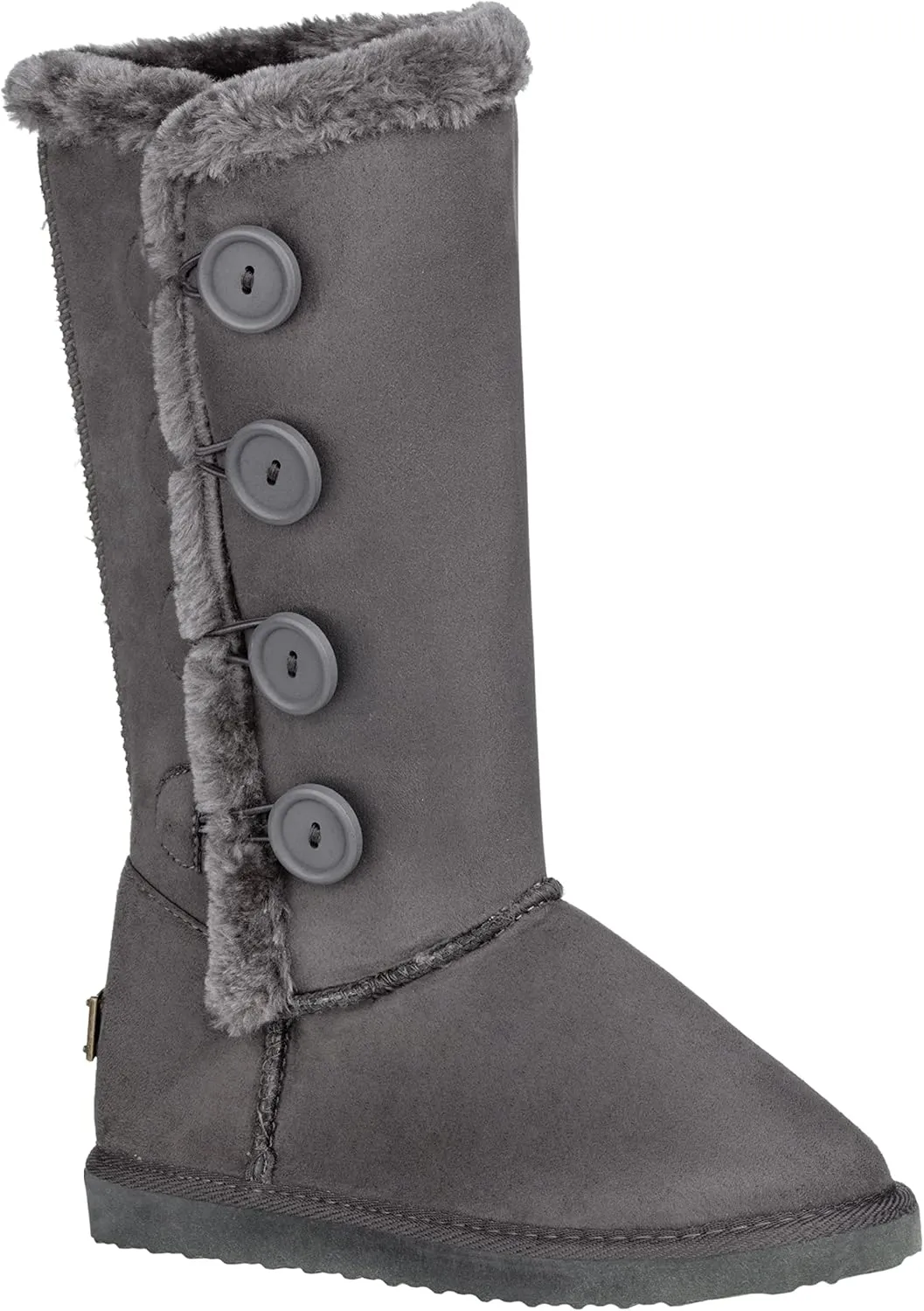 CLOVERLAY Women's Four Button Faux Fur Lined Shearling Mid Calf Winter Boots