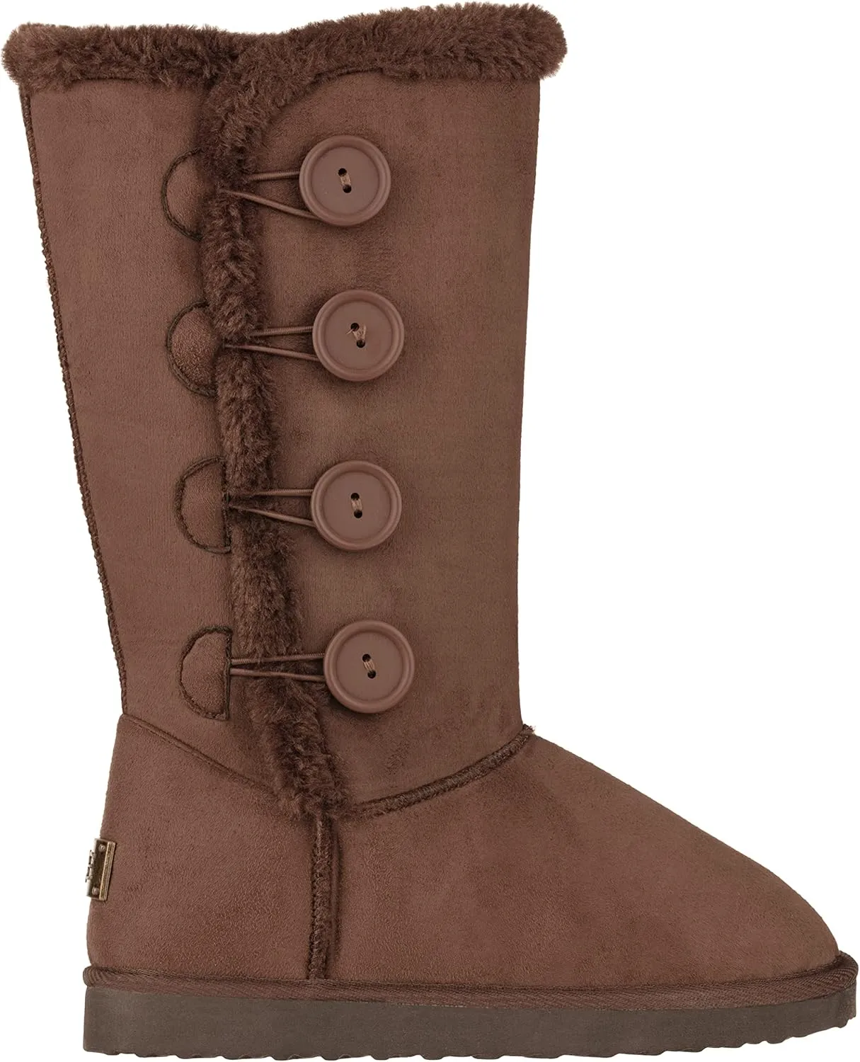 CLOVERLAY Women's Four Button Faux Fur Lined Shearling Mid Calf Winter Boots