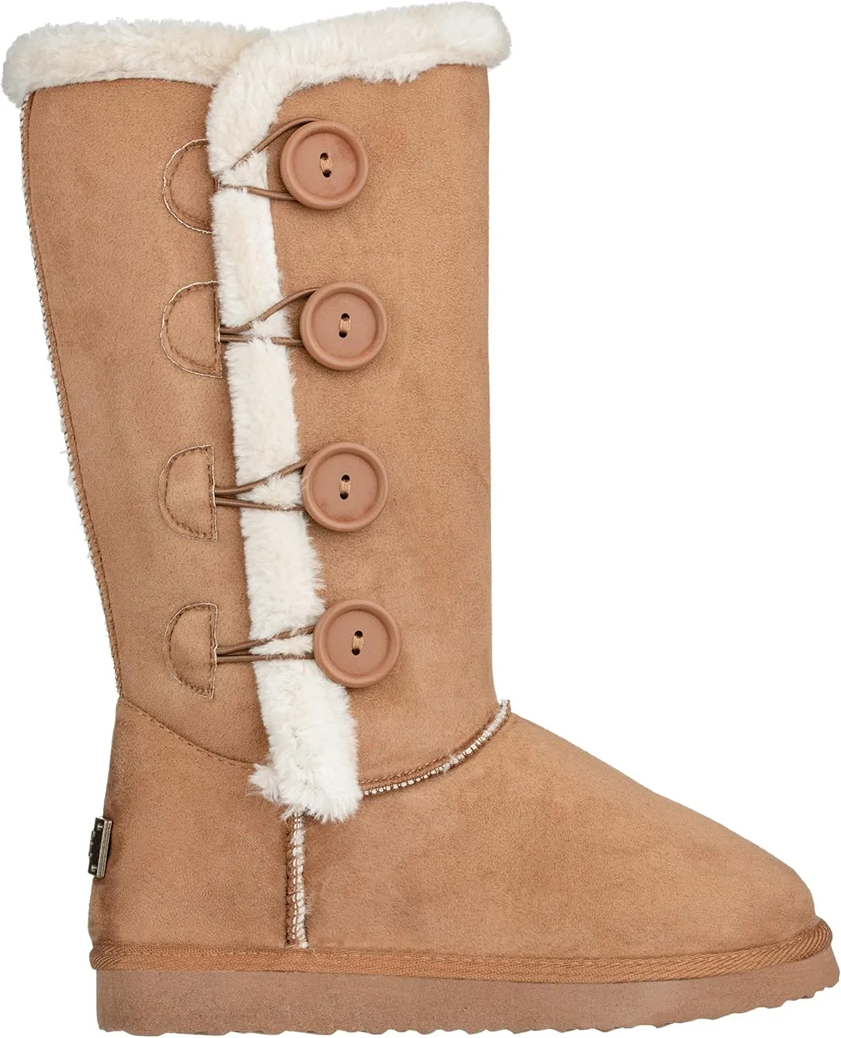 CLOVERLAY Women's Four Button Faux Fur Lined Shearling Mid Calf Winter Boots