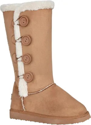 CLOVERLAY Women's Four Button Faux Fur Lined Shearling Mid Calf Winter Boots