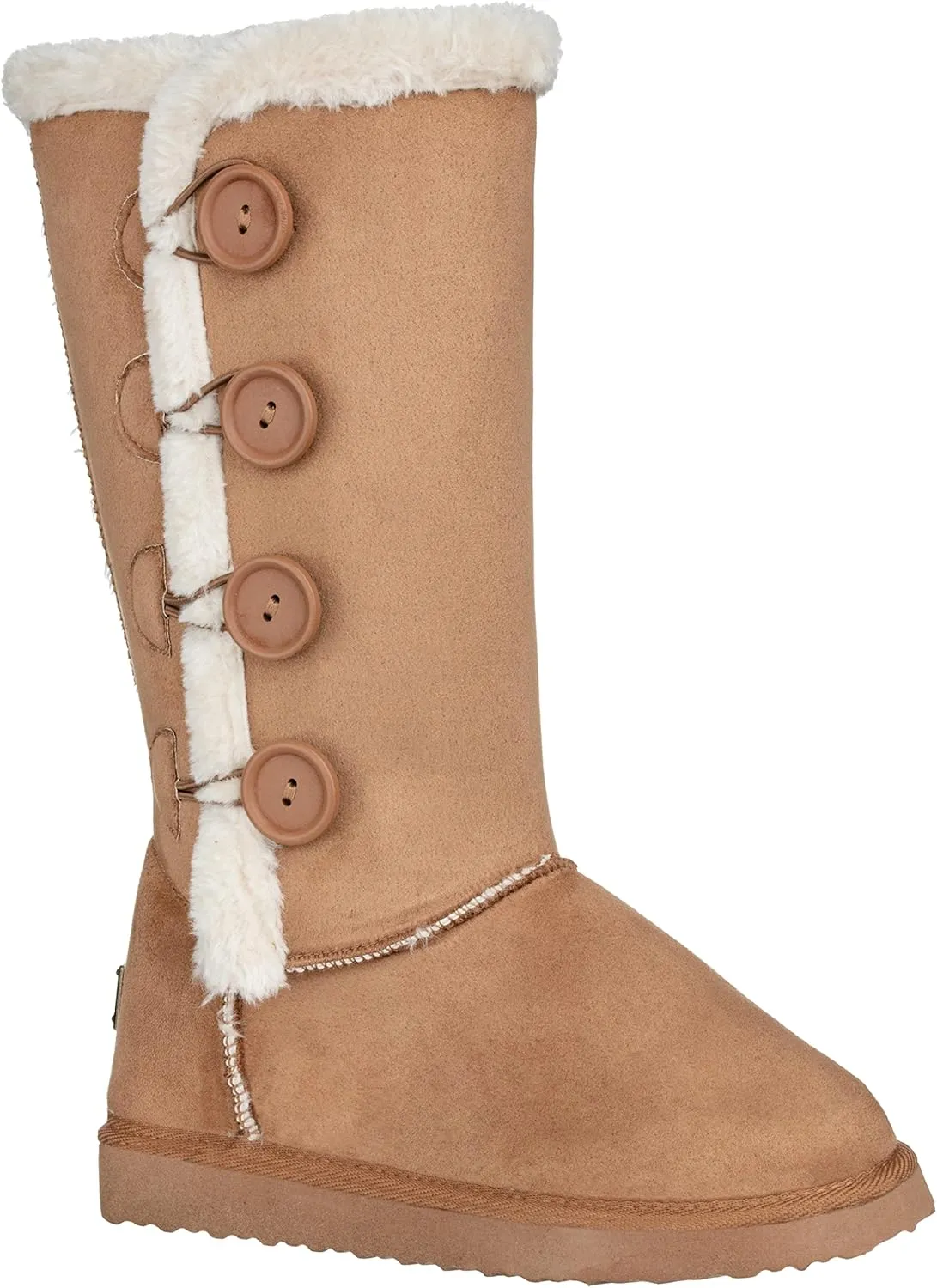 CLOVERLAY Women's Four Button Faux Fur Lined Shearling Mid Calf Winter Boots