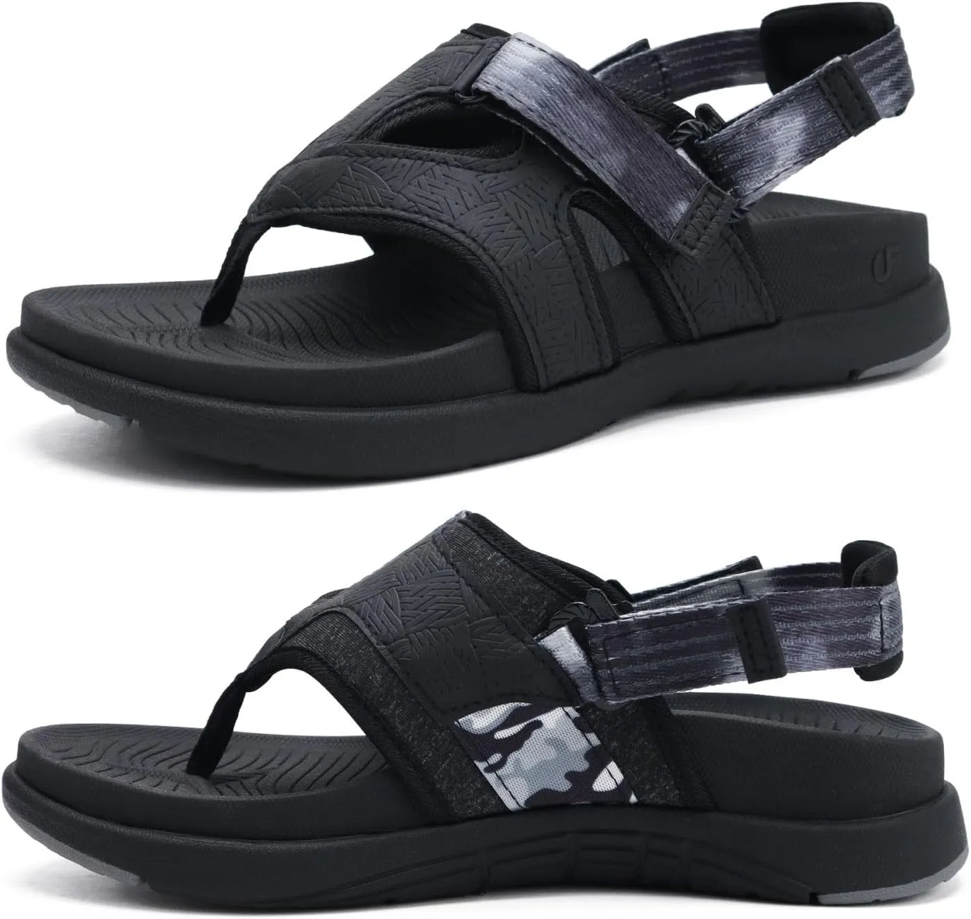 COFACE Flip Flops Sandals for Women Ladies Lightweight Athletic Soft Cushion Walking Sandals Orthotic Orthopedic Thong Sandals With Comfortable Arch Support Outdoor Beach Summer, size 11 All Black