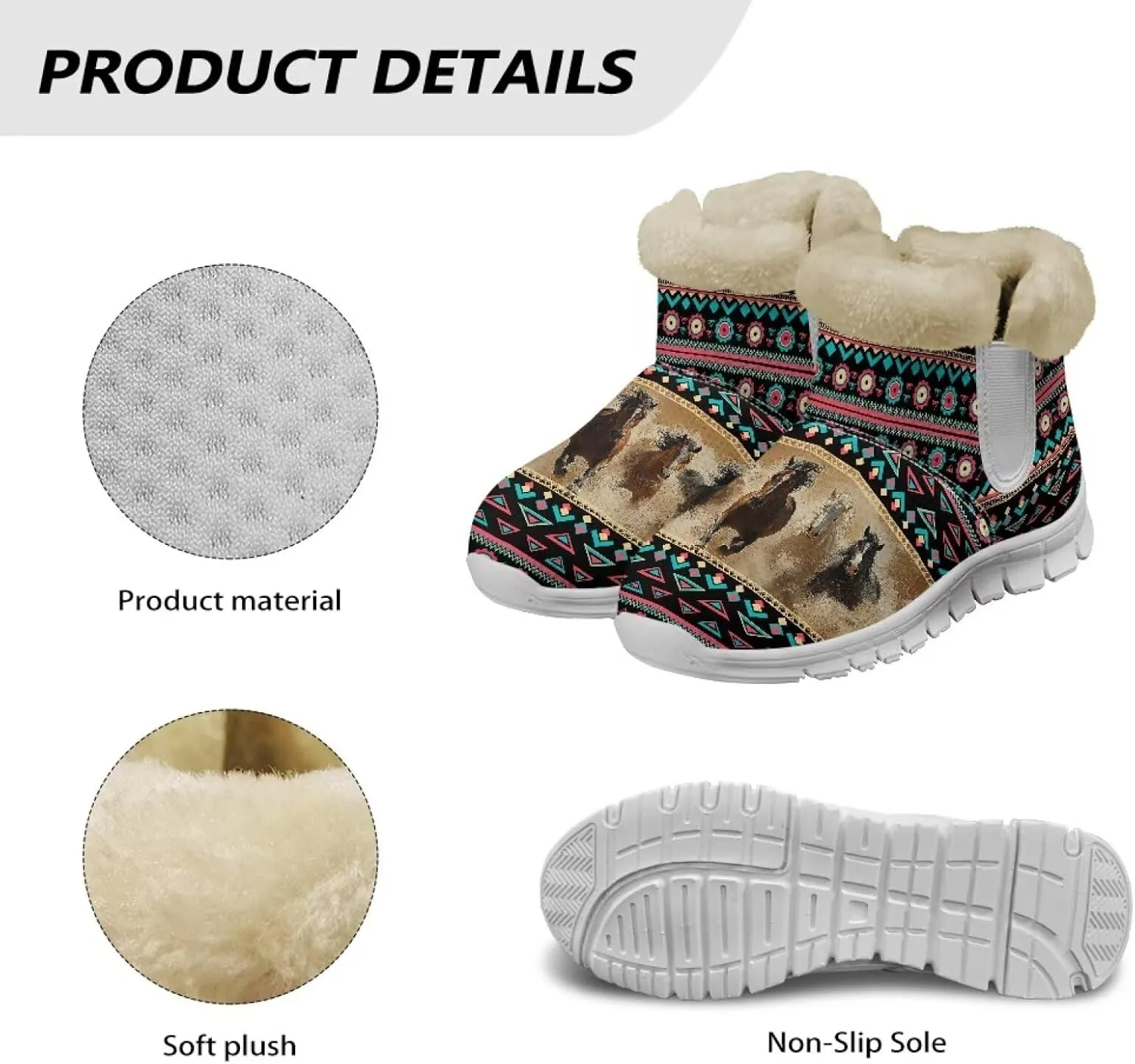 Coloranimal Womens Booties Winter Boots Womens Fuzzy Boots Winter Shoes Warm Fur Lined Snow Boots Ankle Boots Anti Skid Walking Boots