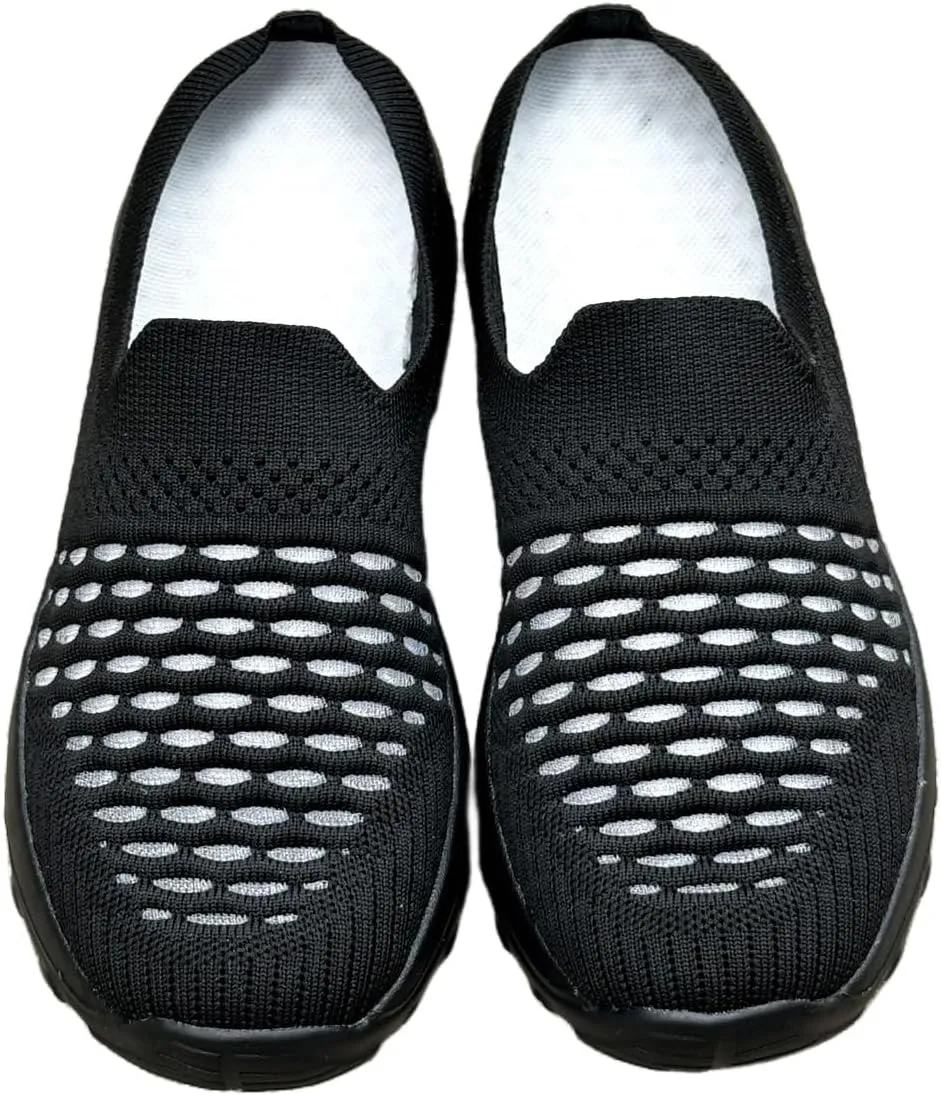 Comfortable Knit Slip-On Sneakers - Breathable Mesh Upper, High Elasticity Soft Sole, Casual Sports Shoes for Daily Wear with Superior Arch Support and Cushioning