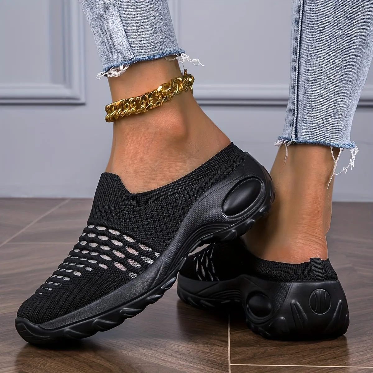 Comfortable Knit Slip-On Sneakers - Breathable Mesh Upper, High Elasticity Soft Sole, Casual Sports Shoes for Daily Wear with Superior Arch Support and Cushioning