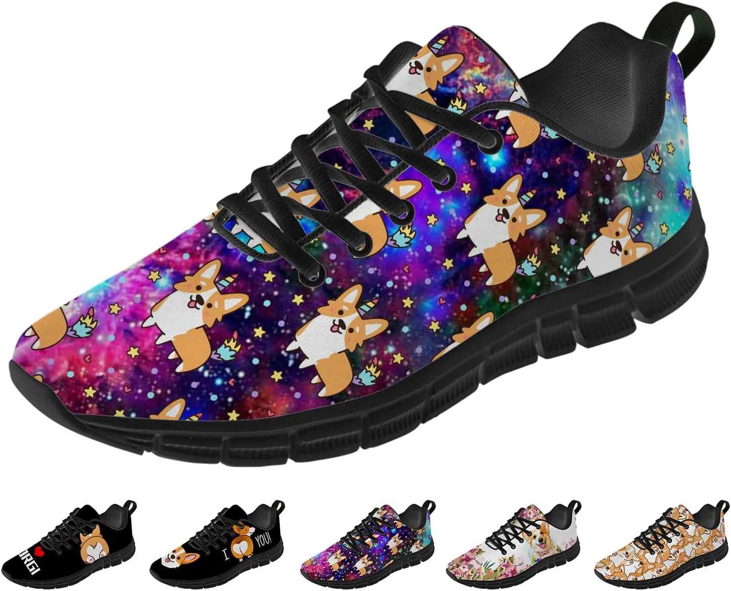 Corgi Print Shoes for Women Men Tennis Shoes Lightweight Running Sneakers Gifts for Him Her