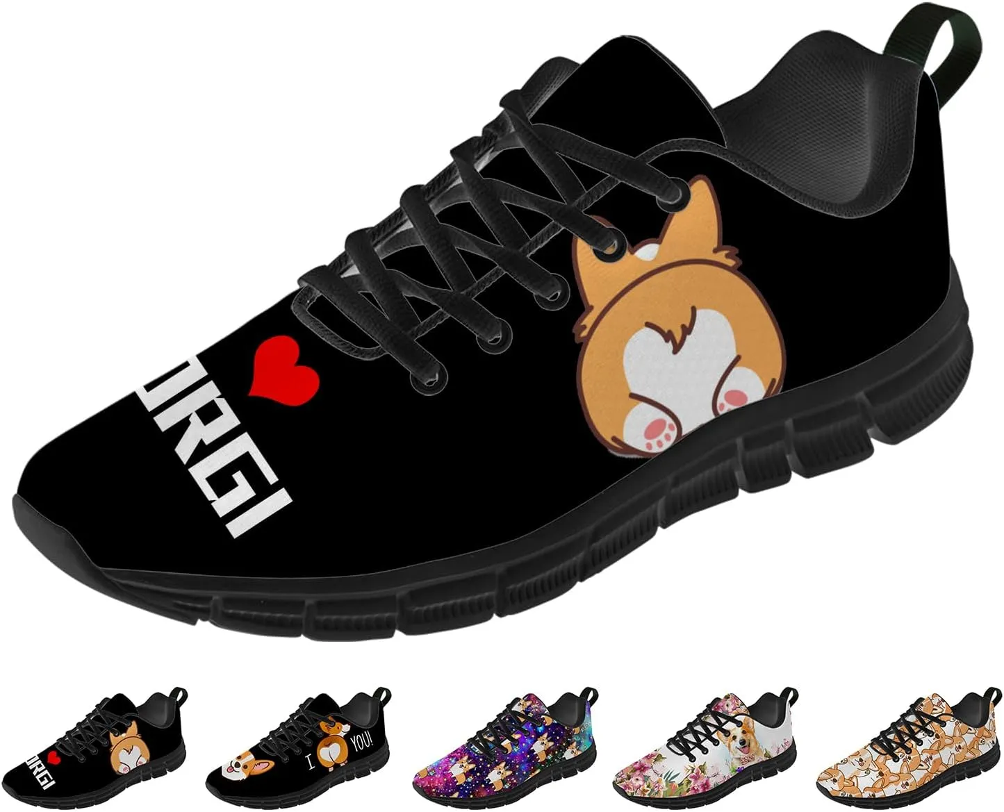 Corgi Print Shoes for Women Men Tennis Shoes Lightweight Running Sneakers Gifts for Him Her