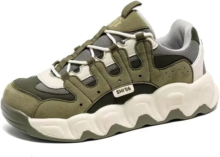 Couple Daddy Shoes Breathable of All Matching Thick Sole Single Shoes Trend Casual Shoes (Army Green, Big Kid, Men, 6, Numeric, US Footwear Size System, Medium)