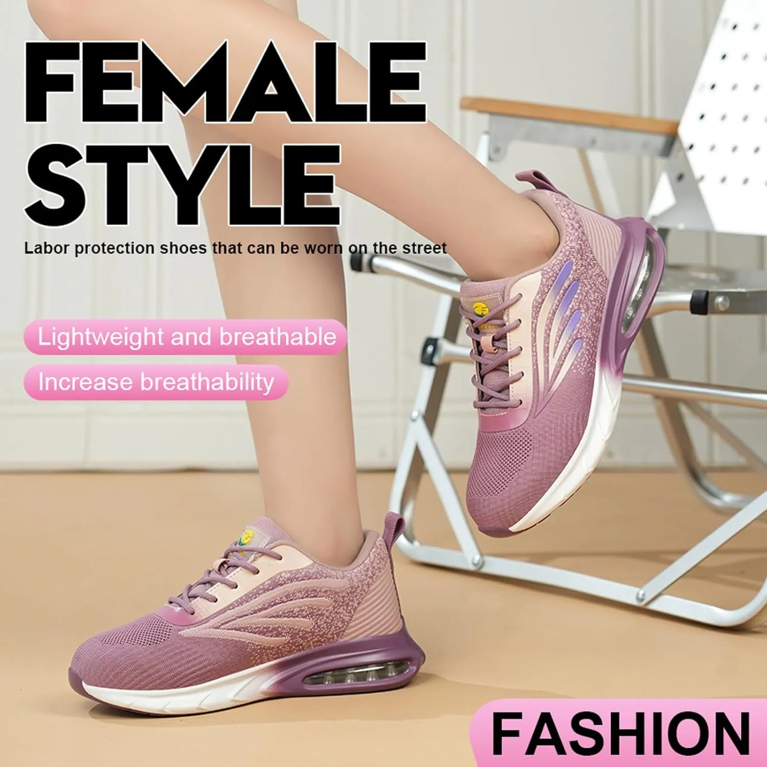 Couple Men's Shoes Women's Steel Toe Cap Lightweight Non Slip Sneaker Wedges Shoes for Women Wide