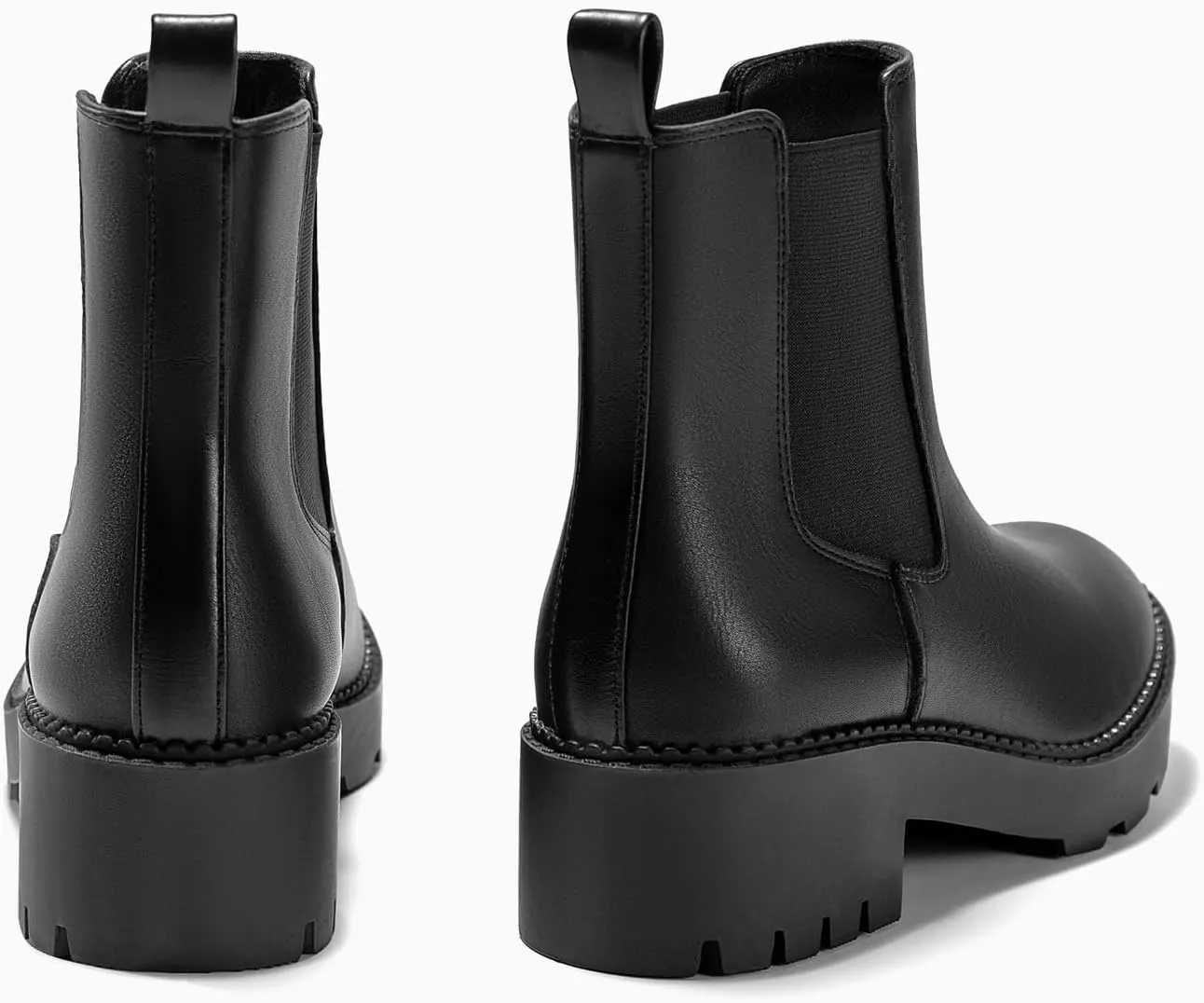 Coutgo Womens Platform Chunky Low Heel Slip on Chelsea Boots Suede Elastic Ankle Boots